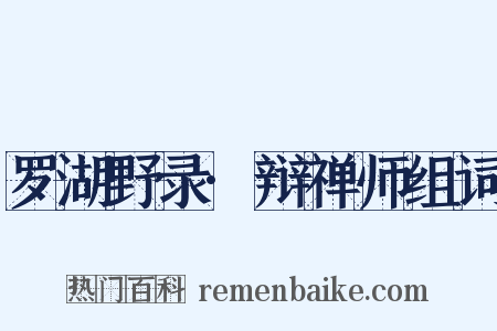 罗湖野录·辩禅师组词是什么意思的图片